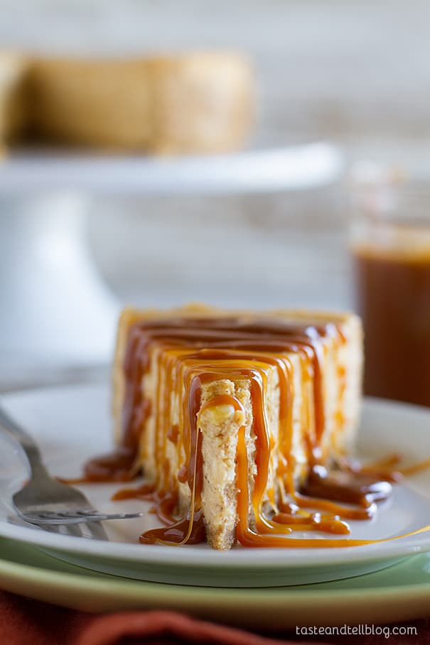 Pumpkin Cheesecake with Caramel Sauce - Taste and Tell