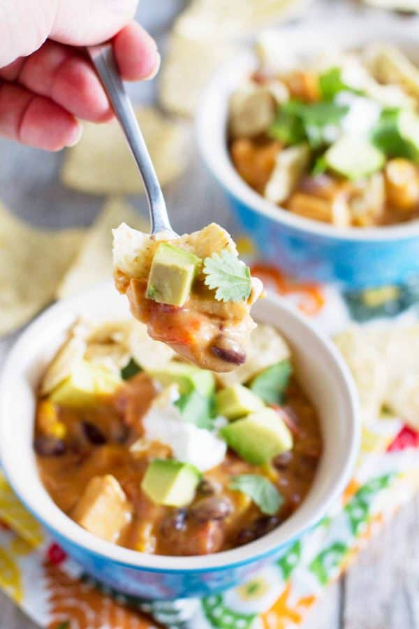 Slow Cooker Chicken and Cheese Enchilada Soup Taste and Tell