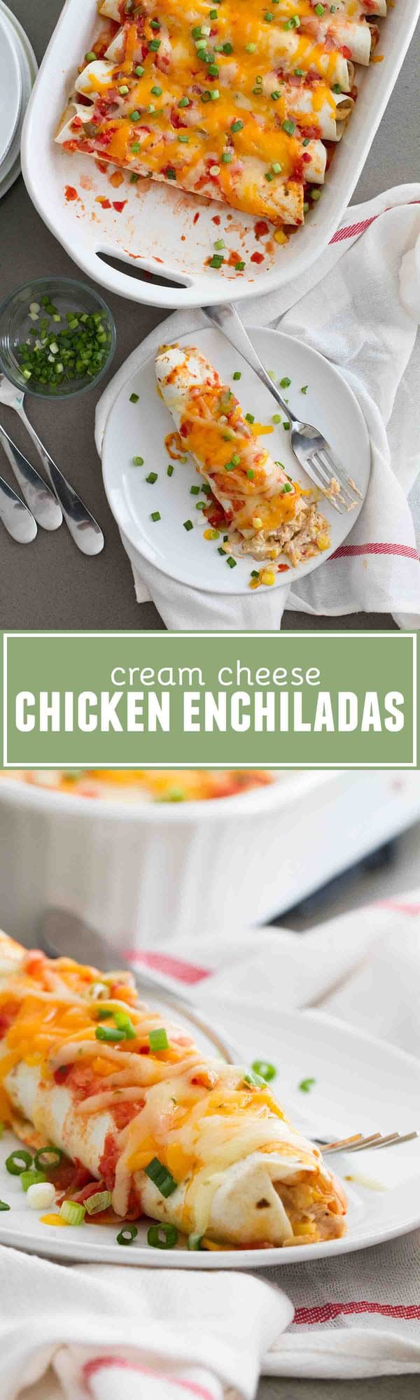 Cream Cheese Chicken Enchiladas collage