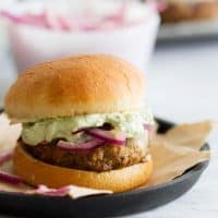 Poblano Pepper Slider Burger on a plate.