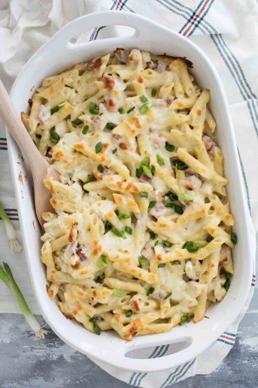 Easy Chicken Cordon Bleu Casserole with Pasta - Taste and Tell