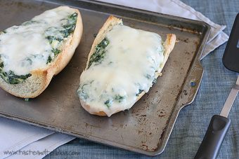 Spinach-Artichoke French Bread Pizza - Taste and Tell