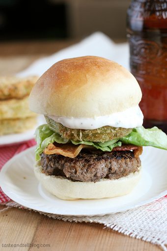 Bacon, Lettuce and Fried Green Tomato Sliders - Taste and Tell