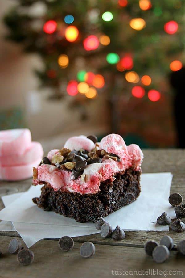 Peppermint Rocky Road Brownies - Taste and Tell