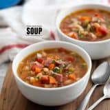 Ham and Bean Soup in two bowls.