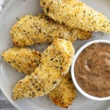 Crispy Ranch Chicken Strips with Ranch BBQ Dipping Sauce - Taste and Tell