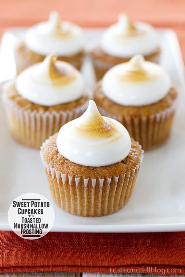 Sweet Potato Cupcakes with Toasted Marshmallow Frosting - Taste and Tell
