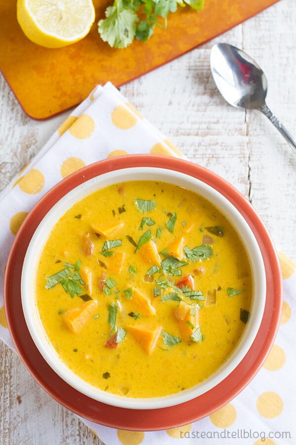 Roasted Red Pepper and Sweet Potato Soup - Taste and Tell