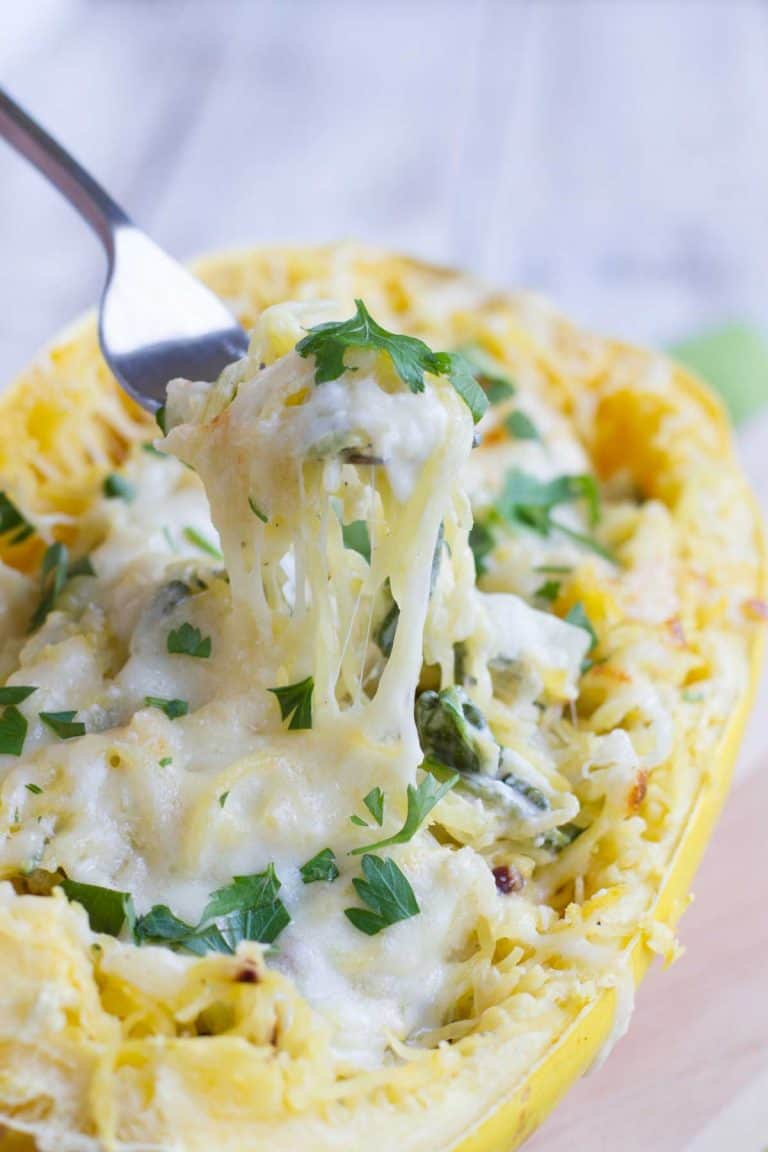 Spinach Artichoke Spaghetti Squash Recipe - Taste And Tell