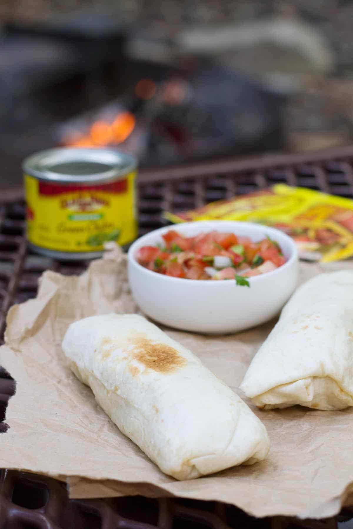 Breakfast Burritos made in the Campfire