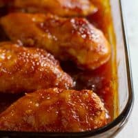 Candied Chicken in a baking dish.