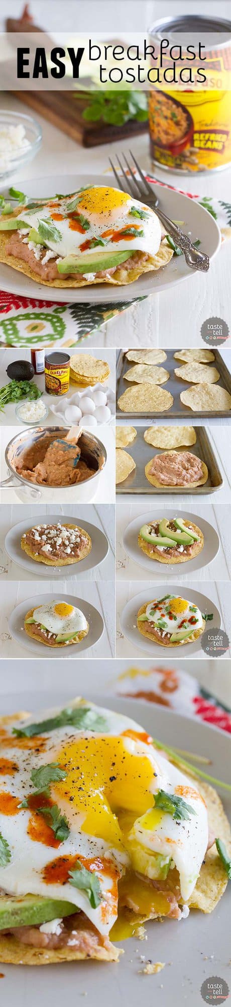 you will not want to save these Easy Breakfast Tostadas just for breakfast! Esta receita de sabor embalado é ótimo para o café da manhã, almoço ou jantar.