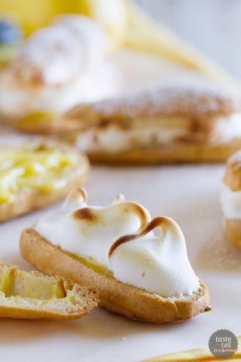 Lemon Meringue Eclairs - Taste and Tell