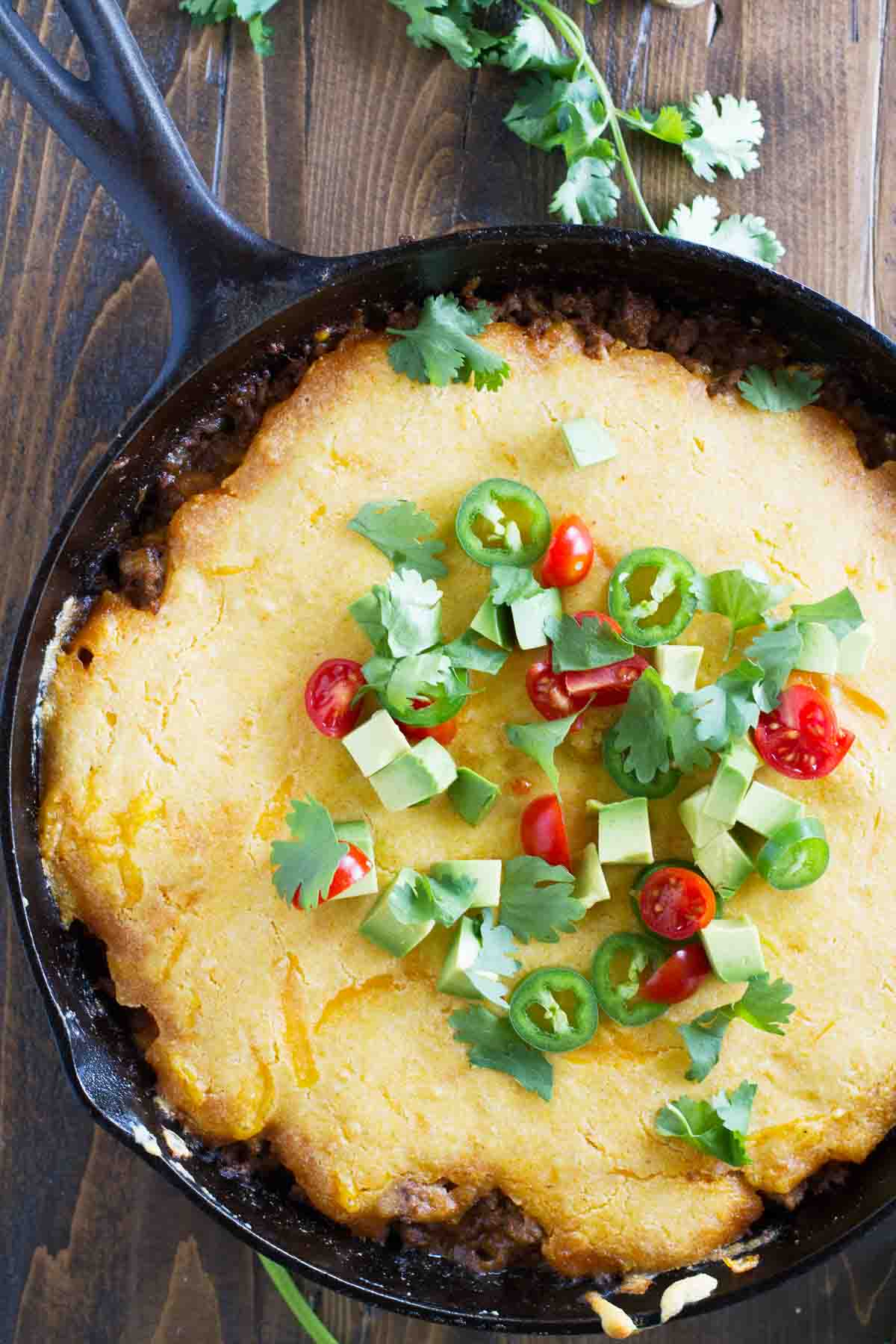 Tamale Pie in Cast Iron Skillet