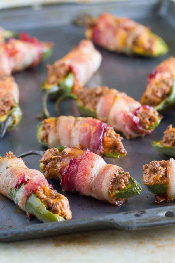Taco Stuffed Bacon Wrapped Jalapeno Poppers - Taste and Tell