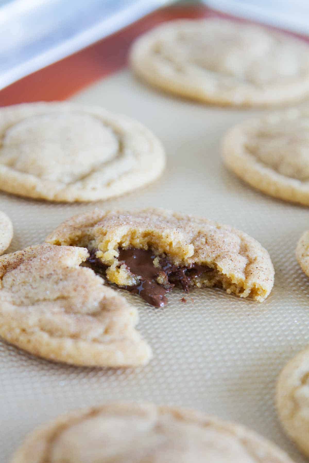 Peanut Butter Cinnamon Meltaway Cookies on a baking sheet.