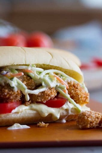 Shrimp Po Boy with Pineapple Slaw - Taste and Tell