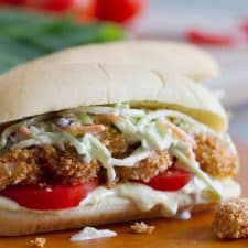 Baked Shrimp Po'Boy with Pineapple Slaw image