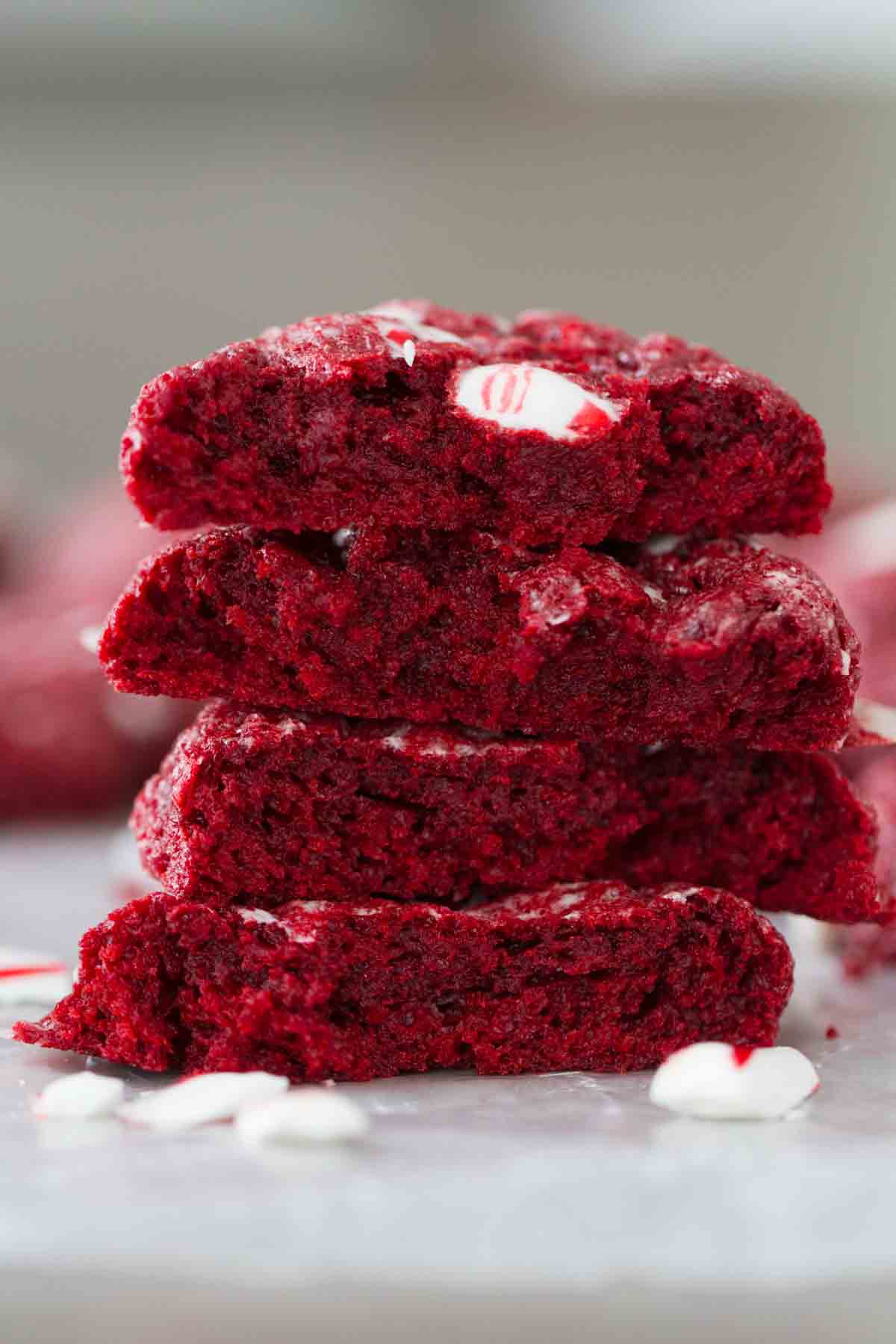 Red Velvet Peppermint Gooey Butter Cookies - Taste and Tell