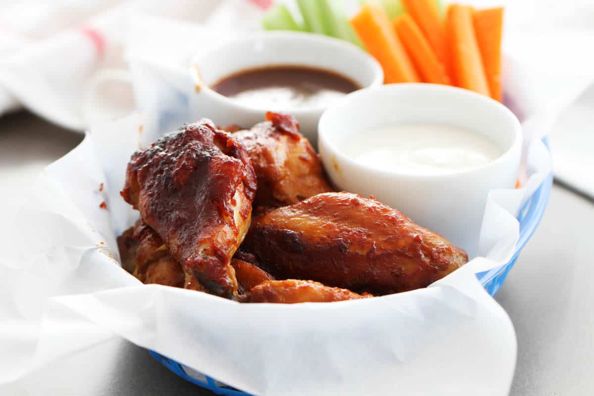 Basket of Slow Cooker Chicken Wings