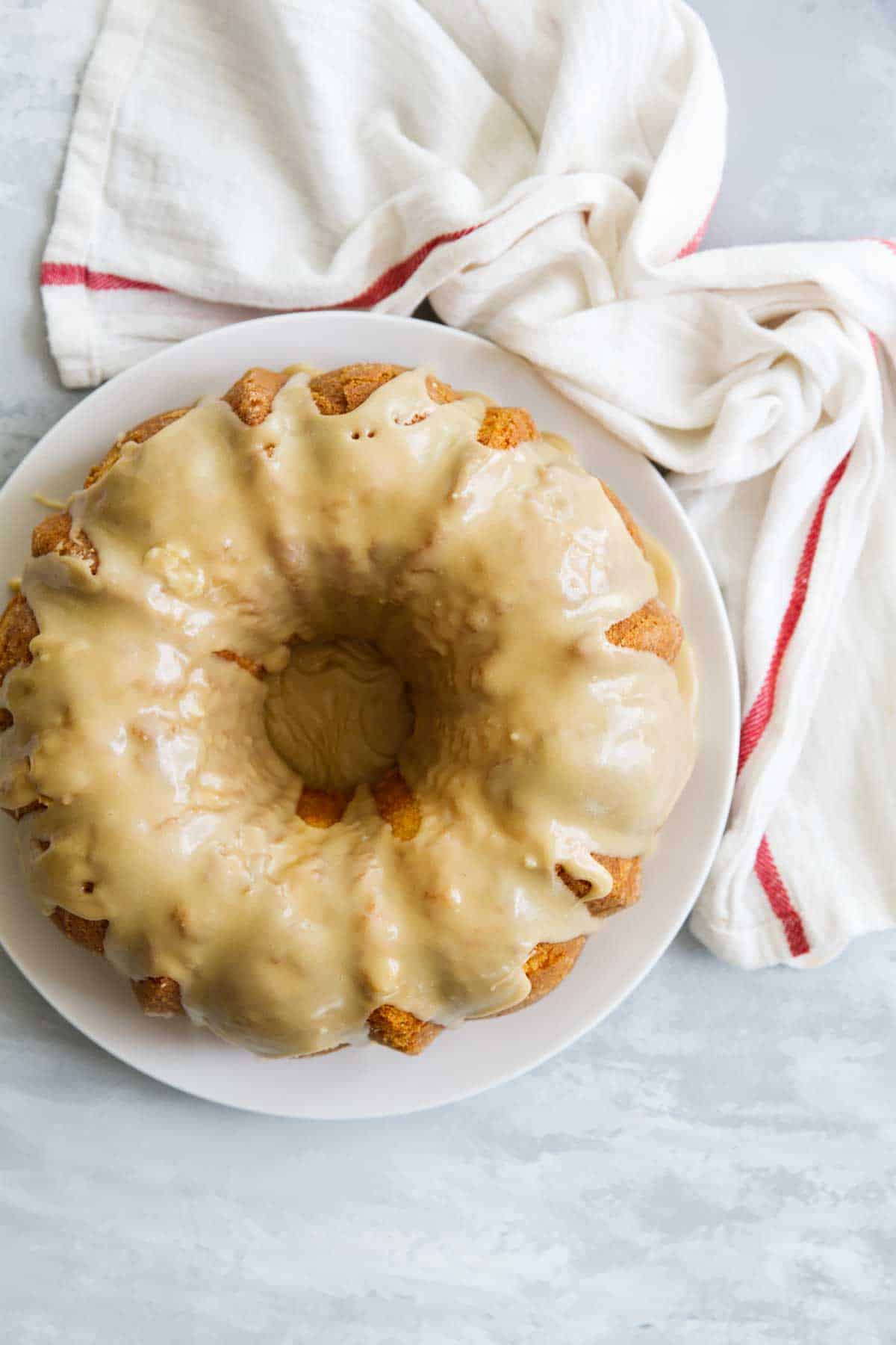 Caramel Icing on top of a Buttermilk Cake