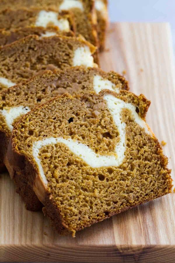 Pumpkin Bread With Cinnamon Cream Cheese Spread Crunchy Creamy Sweet