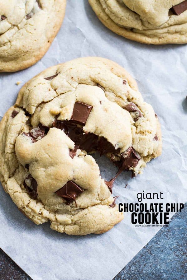Bakery Style Giant Chocolate Chip Cookie Recipe - Taste and Tell