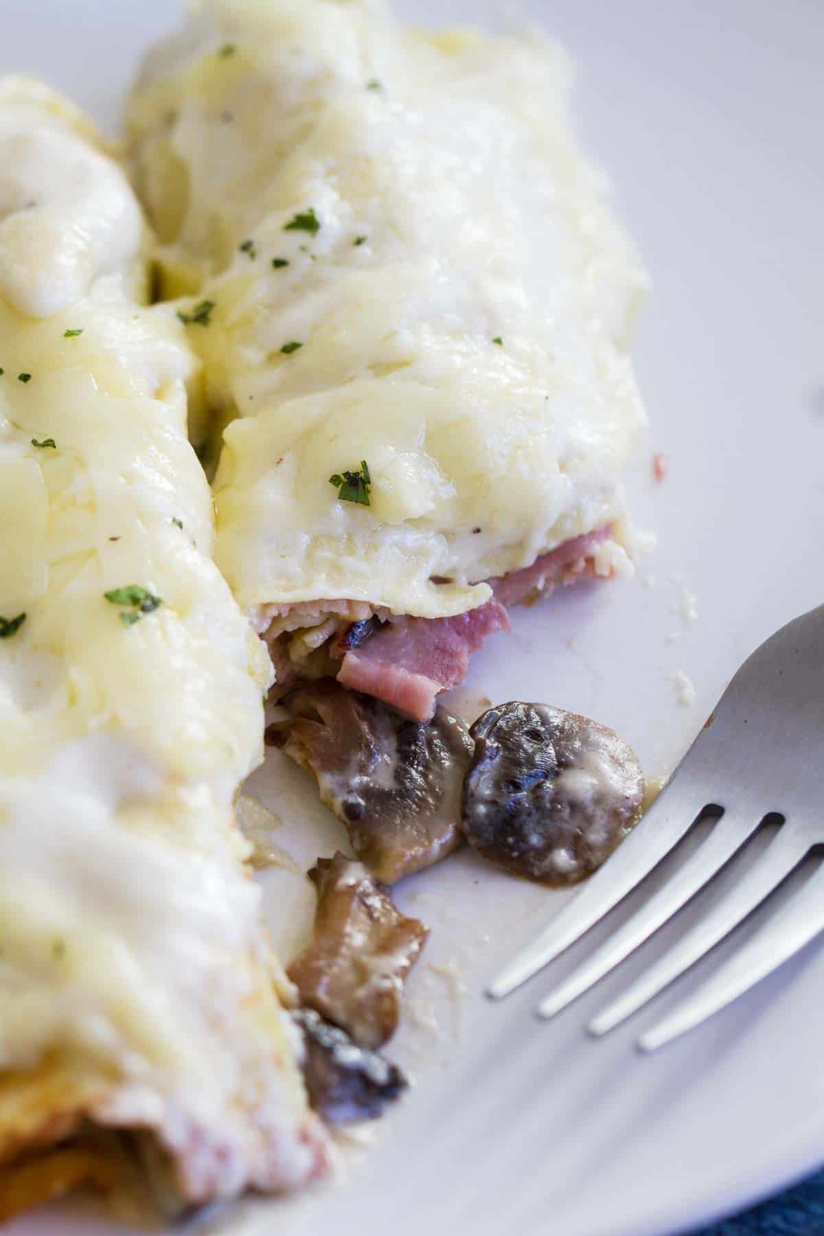 Savory Crepes with Ham and Mushrooms - Taste and Tell