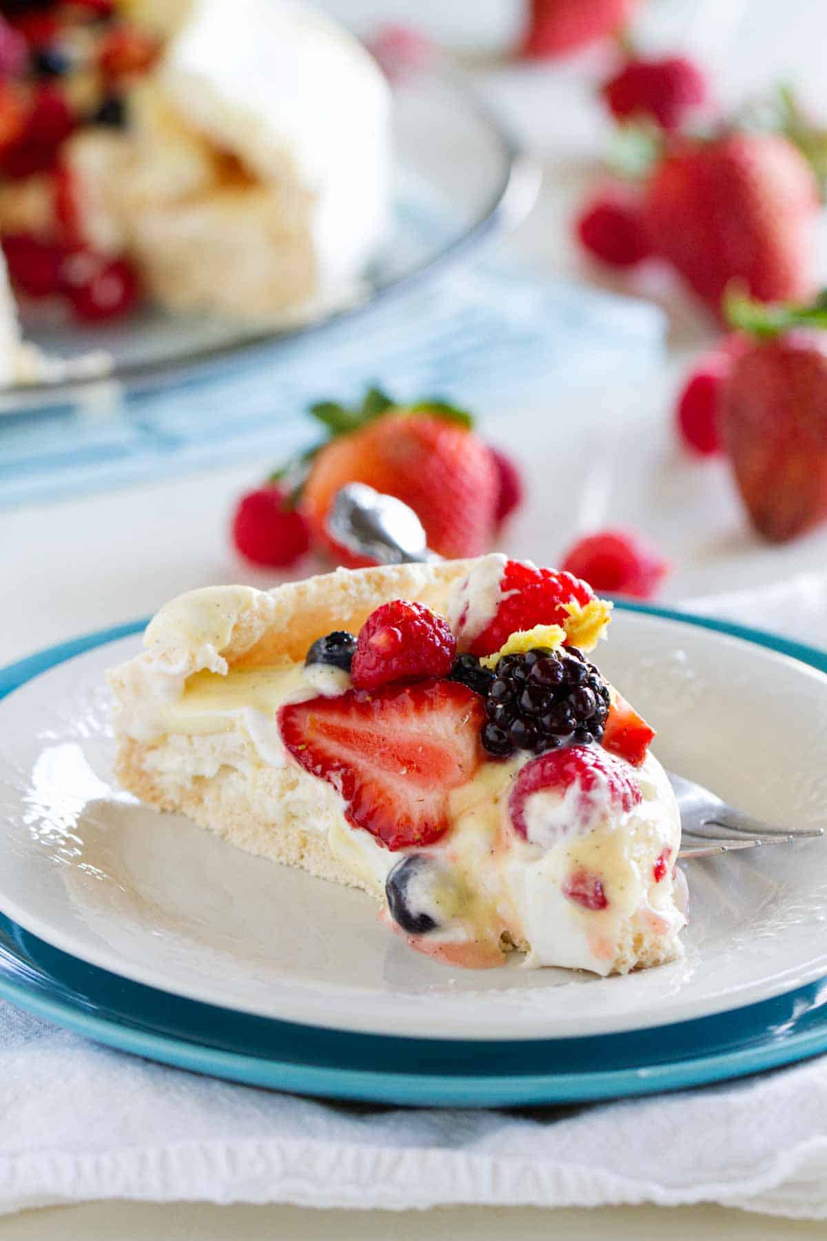 Slice of Pavlova with Fresh Berries