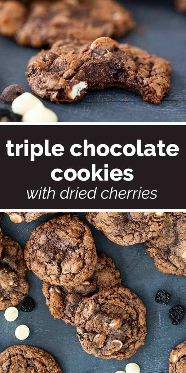 Triple Chocolate Cookies with Dried Cherries - Taste and Tell
