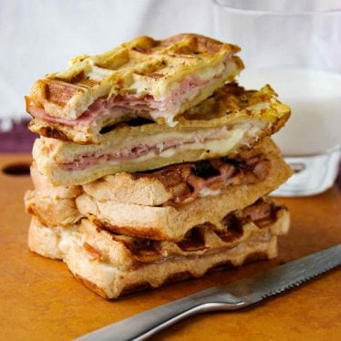 Monte Cristo Waffle Sandwiches with Ham and Turkey - Taste and Tell