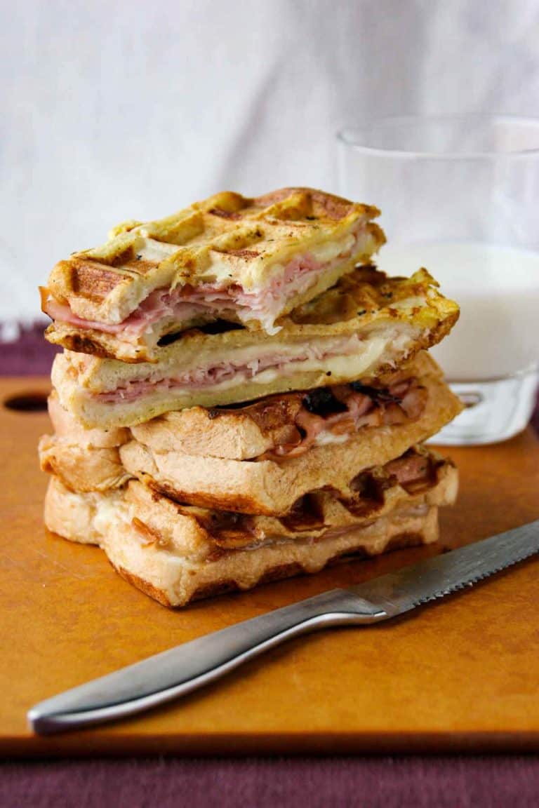 Monte Cristo Waffle Sandwiches with Ham and Turkey - Taste and Tell