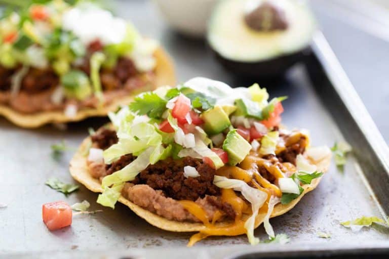 Ground Beef Tostadas Recipe with Beans - Taste and Tell