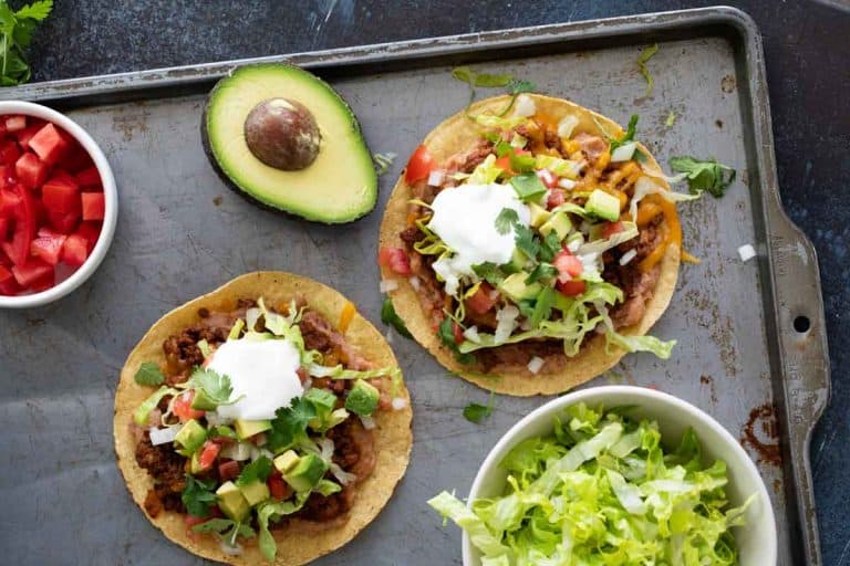 Ground Beef Tostadas Recipe with Beans - Taste and Tell