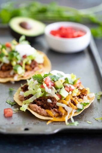 Ground Beef Tostadas Recipe with Beans - Taste and Tell