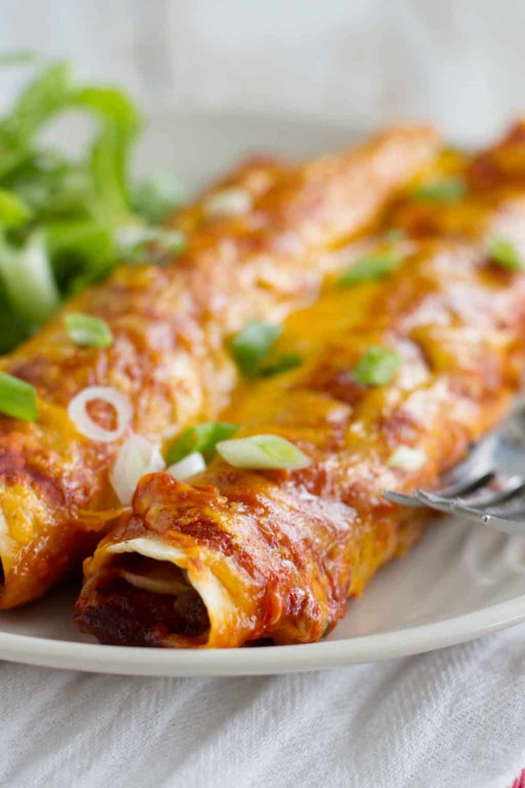 Beef and Bean Enchiladas with Ground Beef - Taste and Tell