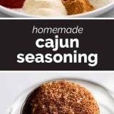 2 photos of cajun seasoning mix plus text