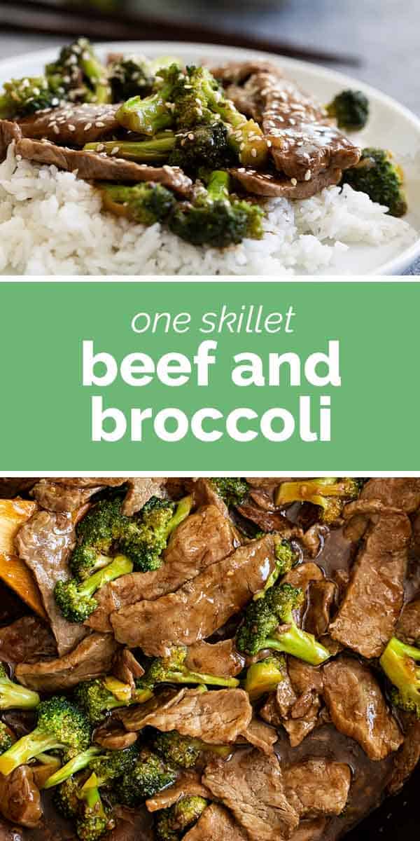 2 photos of homemade Beef and Broccoli with text