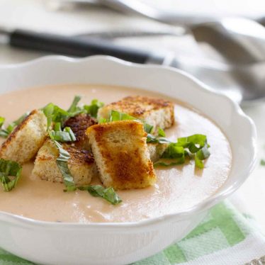 Cream of Tomato Soup with Buttered Croutons - Taste and Tell