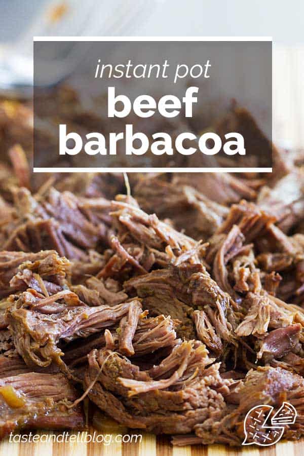 Instant Pot Beef Barbacoa with text overlay