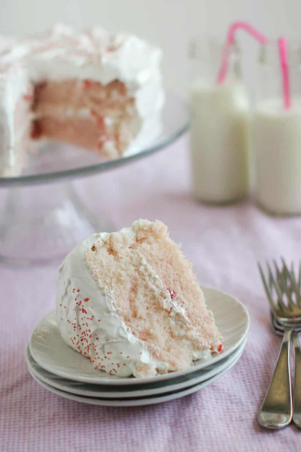 Cherry Chip Cake with Fluffy Frosting - Taste and Tell