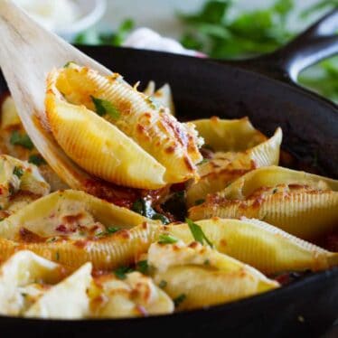 Stuffed Pasta Shells with Easy Bolognese Sauce - Taste and Tell