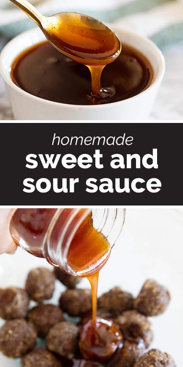 Sweet and Sour Sauce collage with text bar in the middle