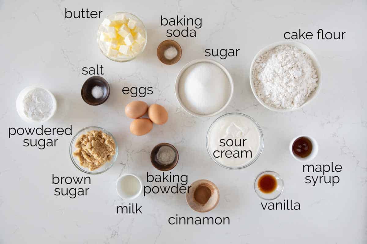 ingredients to make a sour cream coffee cake