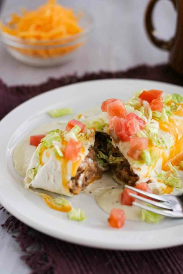 Beef and Bean Smothered Burritos - Taste and Tell