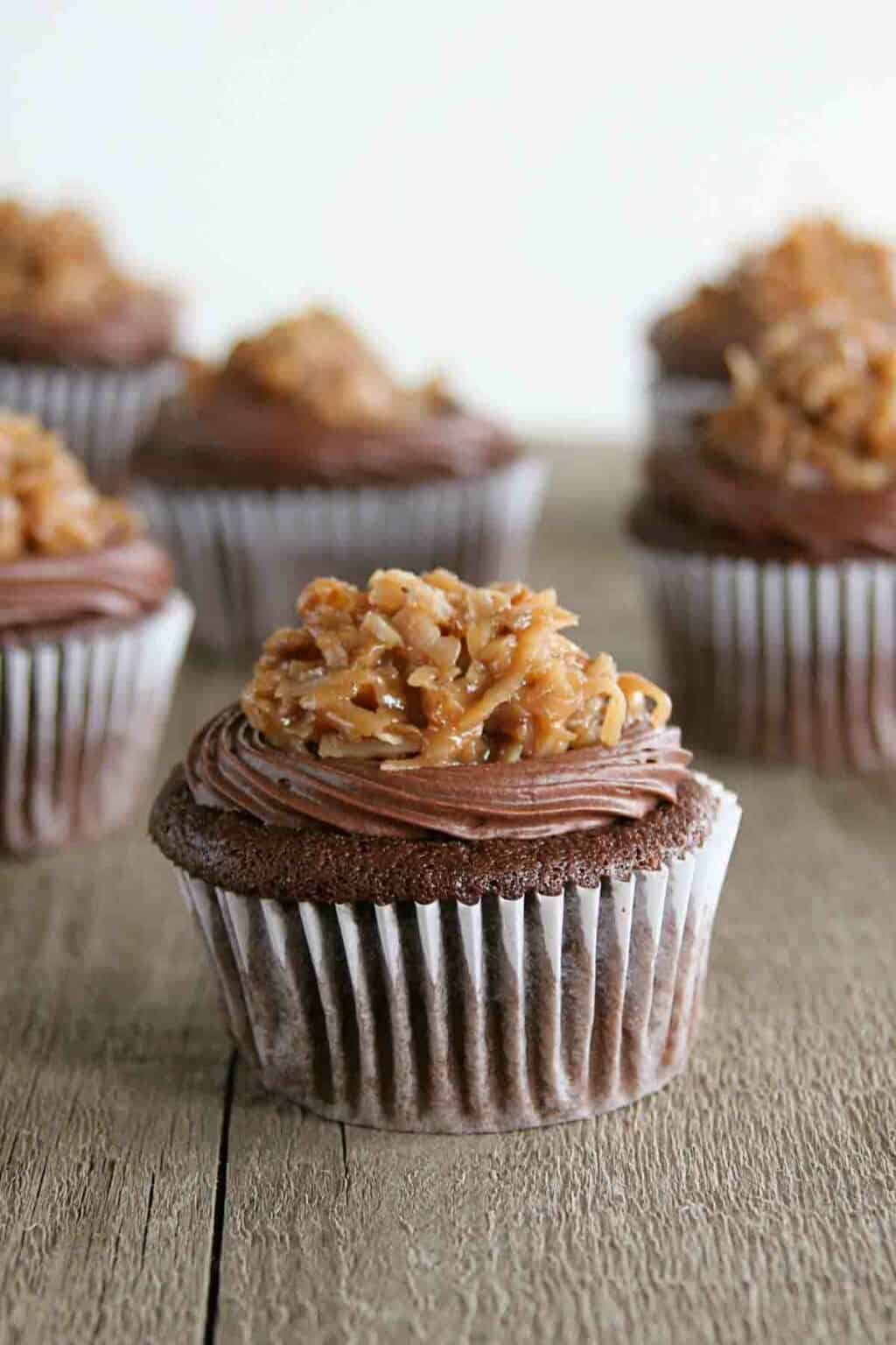 German Chocolate Cupcakes With Raspberry Filling Taste And Tell