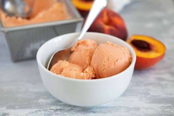 5-Minute Healthy Peach Frozen Yogurt - Just a Taste