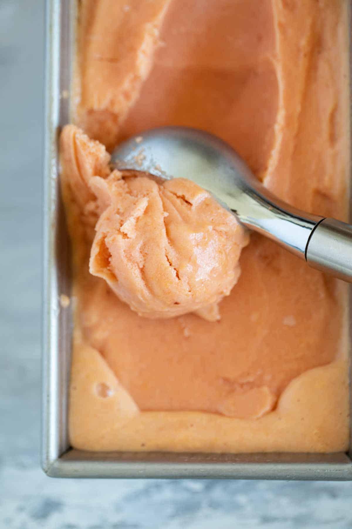 Peach Mango Italian Ice with Vanilla Frozen Yogurt