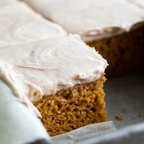 Pumpkin Cake with Cinnamon Cream Cheese Frosting - Taste and Tell