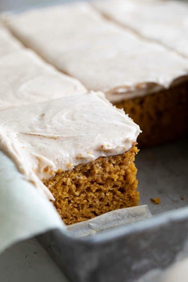 Pumpkin Cake with Cinnamon Cream Cheese Frosting - Taste and Tell